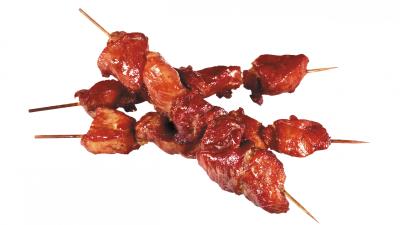 Kebabs sticks meat white background 4k wallpaper