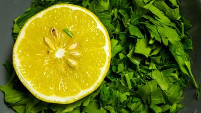 Lemon parsley herbs fruit 4k wallpaper
