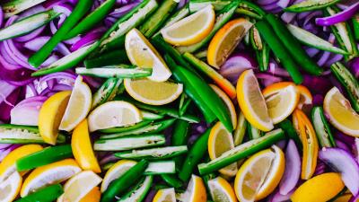 Lemon pepper vegetables fruit 4k wallpaper