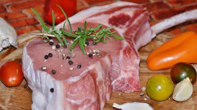 Meat vegetables rosemary pepper 4k wallpaper