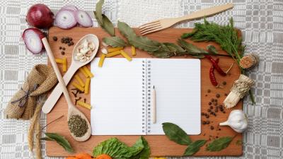 Notebook pencil recipe seasoning board 4k wallpaper