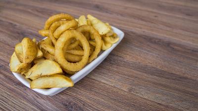Onion rings fast food potato 4k wallpaper