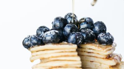 Pancakes pastries blueberries 4k wallpaper