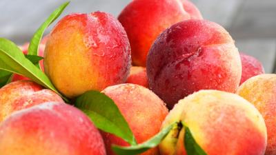 Peaches nectarines leaves 4k wallpaper