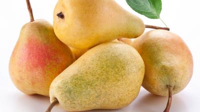 Pear white background fruits 4k wallpaper