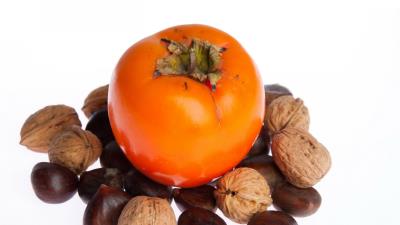 Persimmons nuts fruits 4k wallpaper