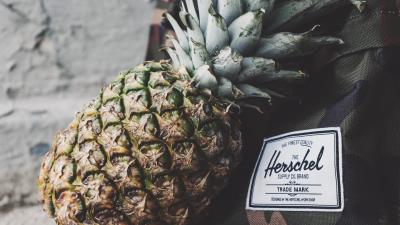 Pineapple fruit ripe label 4k wallpaper