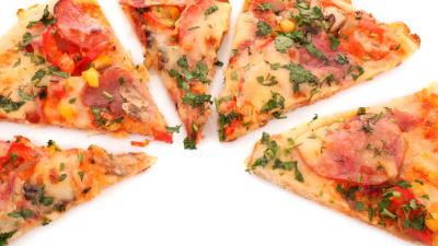 Pizza white background pastries 4k wallpaper