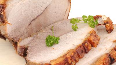 Pork loin cut meat white background board 4k wallpaper