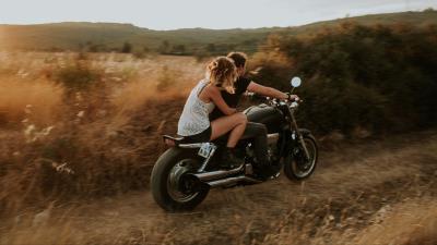 Couple motorcycle love 4k wallpaper