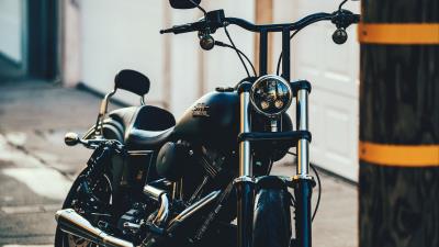 Harley davidson motorcycle side view 4k wallpaper