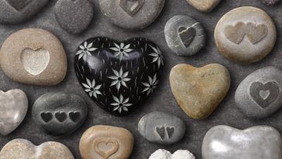 Heart rocks attributes crafts lov 4k wallpaper