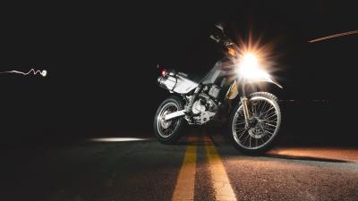 Motorcycle asphalt headlights 4k wallpaper