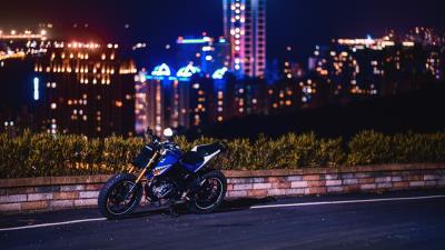 Motorcycle bike night city 4k wallpaper