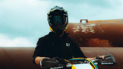 Motorcycle motorcyclist helmet image 4k wallpaper