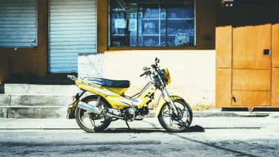 Motorcycle street yellow 4k wallpaper