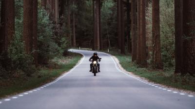 Motorcyclist motorcycle road 4k wallpaper