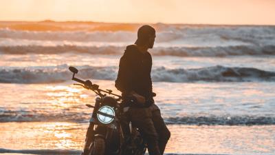 Motorcyclist motorcycle silhouette 4k wallpaper