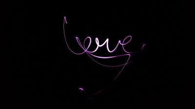 Neon love inscription 4k wallpaper