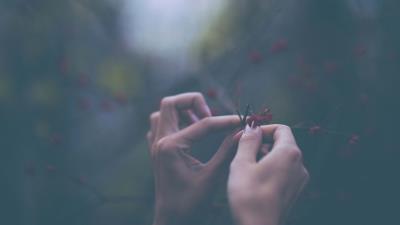 Flowers hands fingers 4k wallpaper