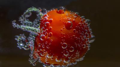 Tomato drop close up 4k wallpaper