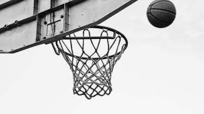 Basketball net ring bw 4k wallpaper