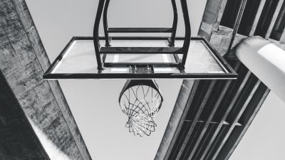 Basketball ring mesh bw 4k wallpaper
