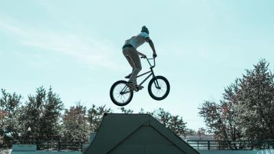 Biker trick jump 4k wallpaper