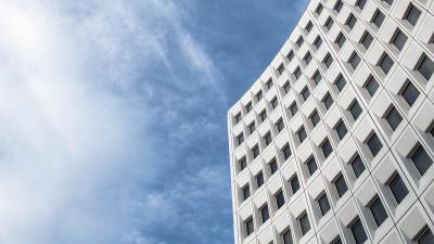 Building bottom view windows 4k wallpaper