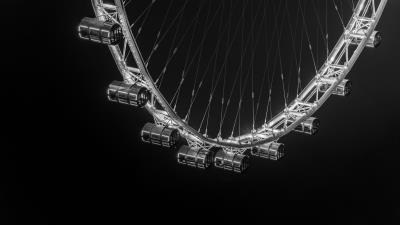 Ferris wheel bw minimalism 4k wallpaper