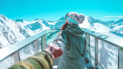 Girl snowboarder mountains sportswoman 4k wallpaper