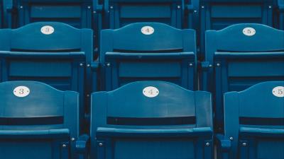 Seats rows tribune blue 4k wallpaper
