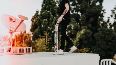 Skateboarder skate tattoos boy 4k wallpaper