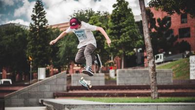 Skateboarder skateboard trick 4k wallpaper