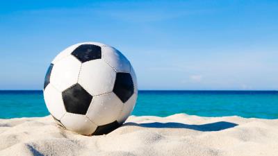 Soccer ball football sand 4k wallpaper
