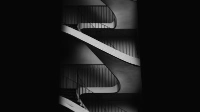 Staircase bw minimalism 4k wallpaper