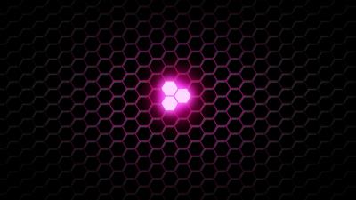 Hexagons neon glow 4k wallpaper
