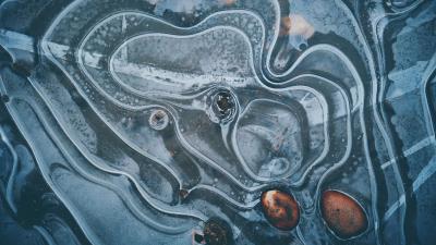 Ice cracks circles 4k wallpaper