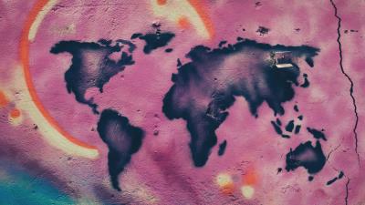 Map continents graffiti 4k wallpaper