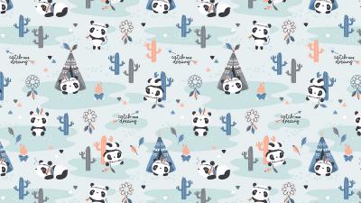 Pandas pattern cute 4k wallpaper