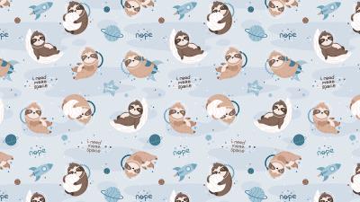 Sloth inscriptions pattern 4k wallpaper