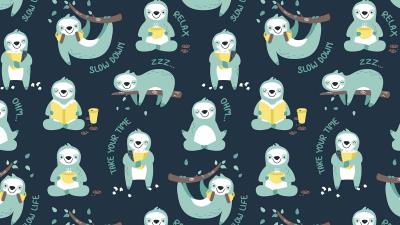 Sloths relaxation pattern 4k wallpaper