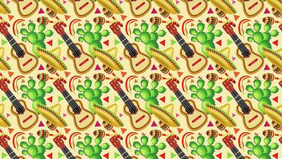 Sombrero guitar cactus 4k wallpaper