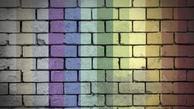 Wall bricks rainbow 4k wallpaper