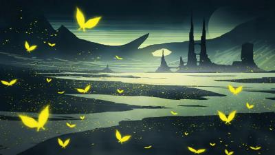 Landscape butterflies art 4k wallpaper