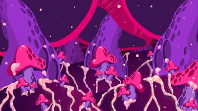 Mushrooms abstraction art 4k wallpaper