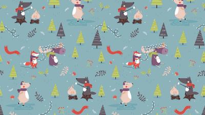Pattern animals new year 4k wallpaper