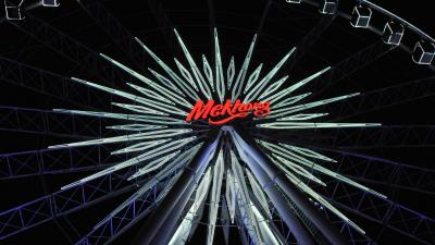 Ferris wheel inscription backlight 4k wallpaper