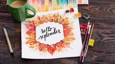September lettering paints 4k wallpaper