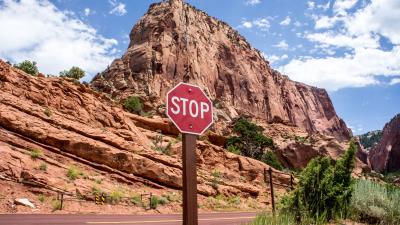 Sign stop canyon 4k wallpaper